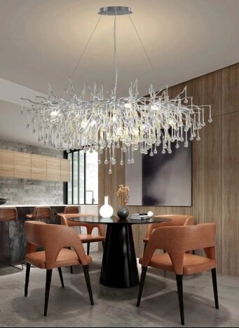 Candelabru Divino Silver Dining 1200x600, 10 surse de iluminare